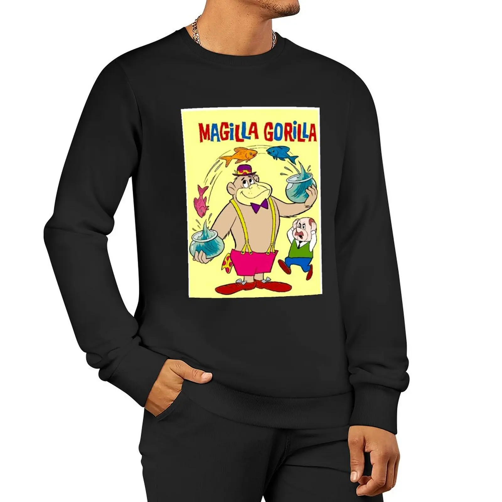 MAGILLA GORILLA : Vintage Cartoon Abstract Character Print Pullover Hoodie anime clothing oversize sweatshirt