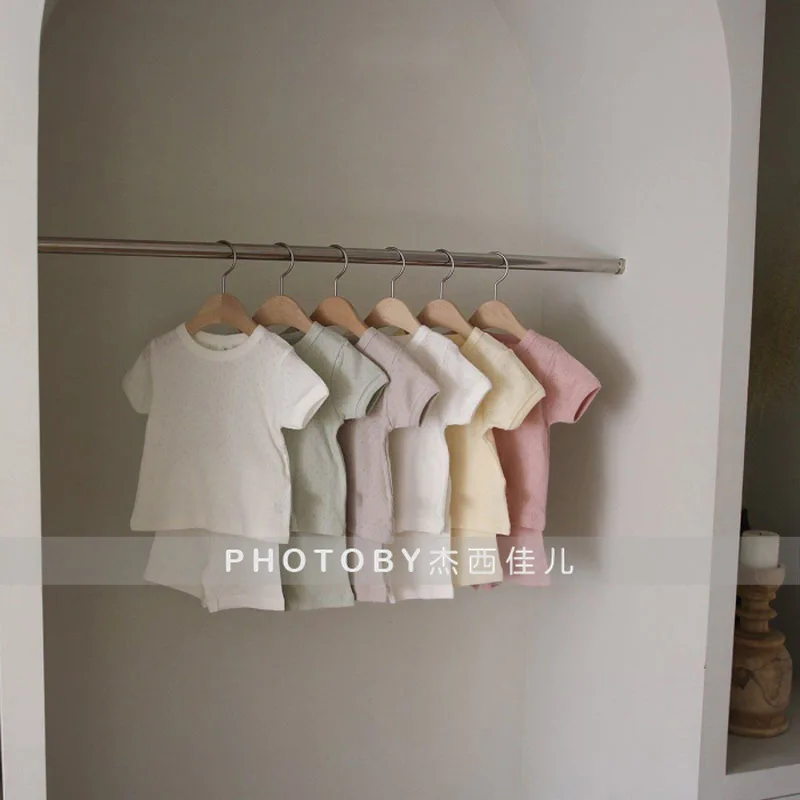 Baby Clothing Short Sleeved Home Suit Set Summer Hollow Two-piece Set Korean New 2026 Baby's Sets Cotton