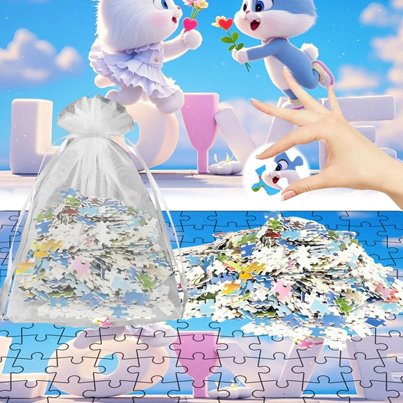 Set di puzzle pasquali da 130 pezzi Puzzle coniglietto pasquale Puzzle educativi perfetti per il gioco di famiglia Notte Regalo di San Valentino