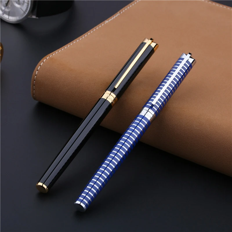 

Picasso 82 10K Gold Nib Fountain Pen Metal Black & Blue Outstanding Ink Pen Fine 0.5 Business Writing Gift Set