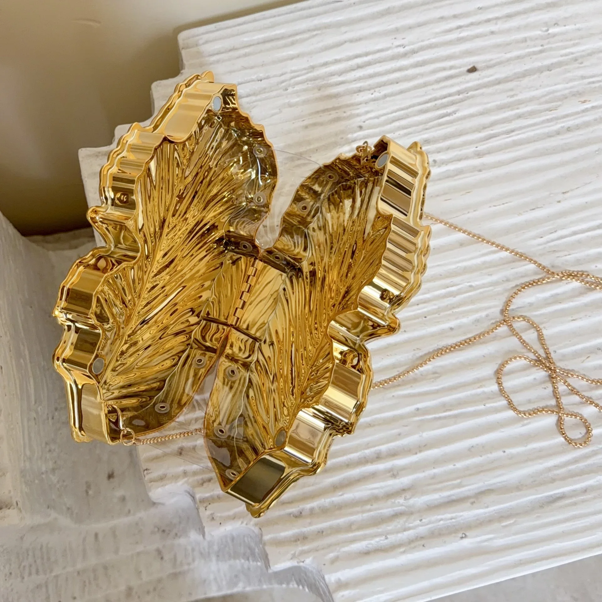 Luxury Bags For Young Women - Luxury Golden Fashion Acrylic Leaf Metal