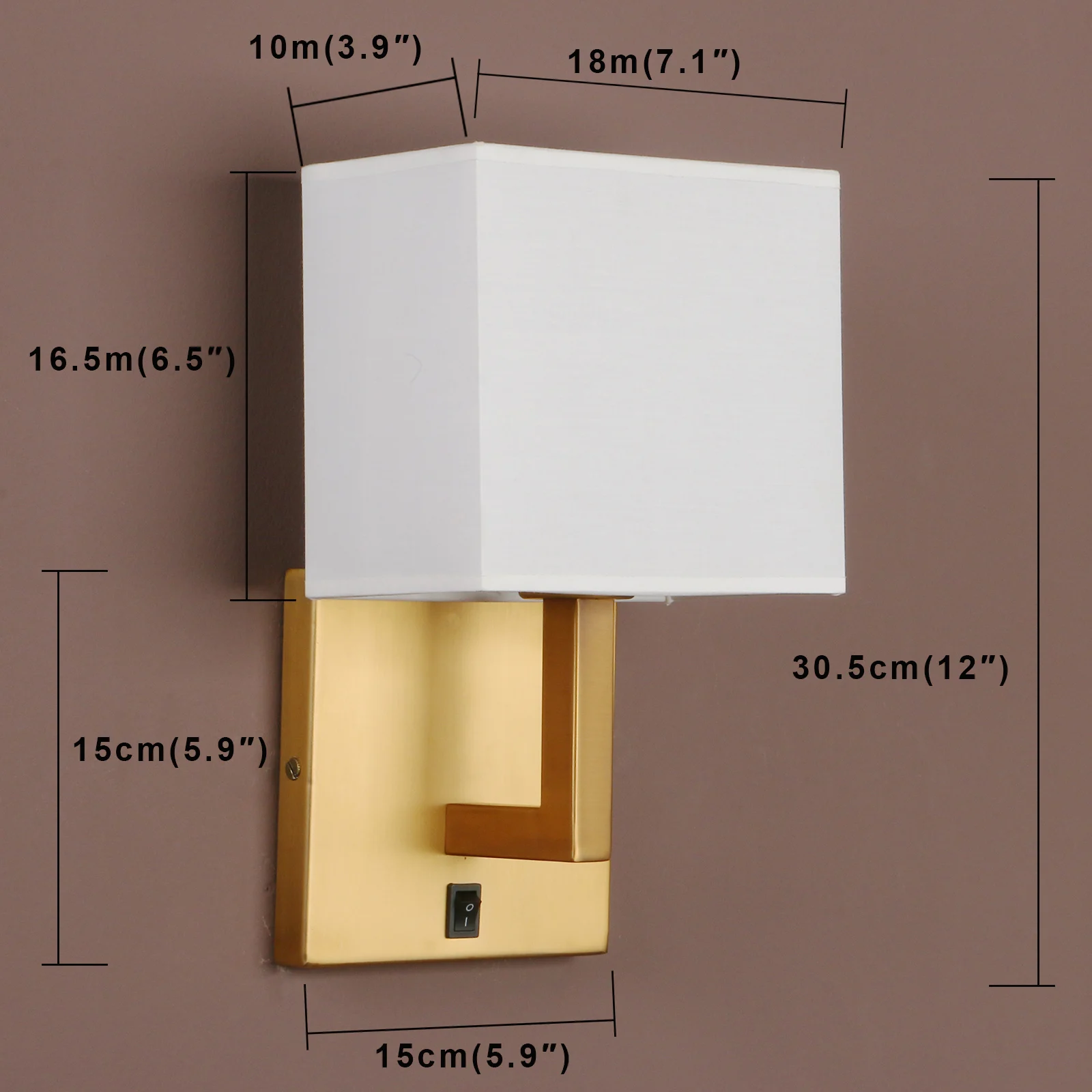 Phanst-luminaria de pared simple con sombra textil blanca y botón de interruptor de encendido/apagado, lámpara de mesita de noche moderna pequeña para lectura de cabecera