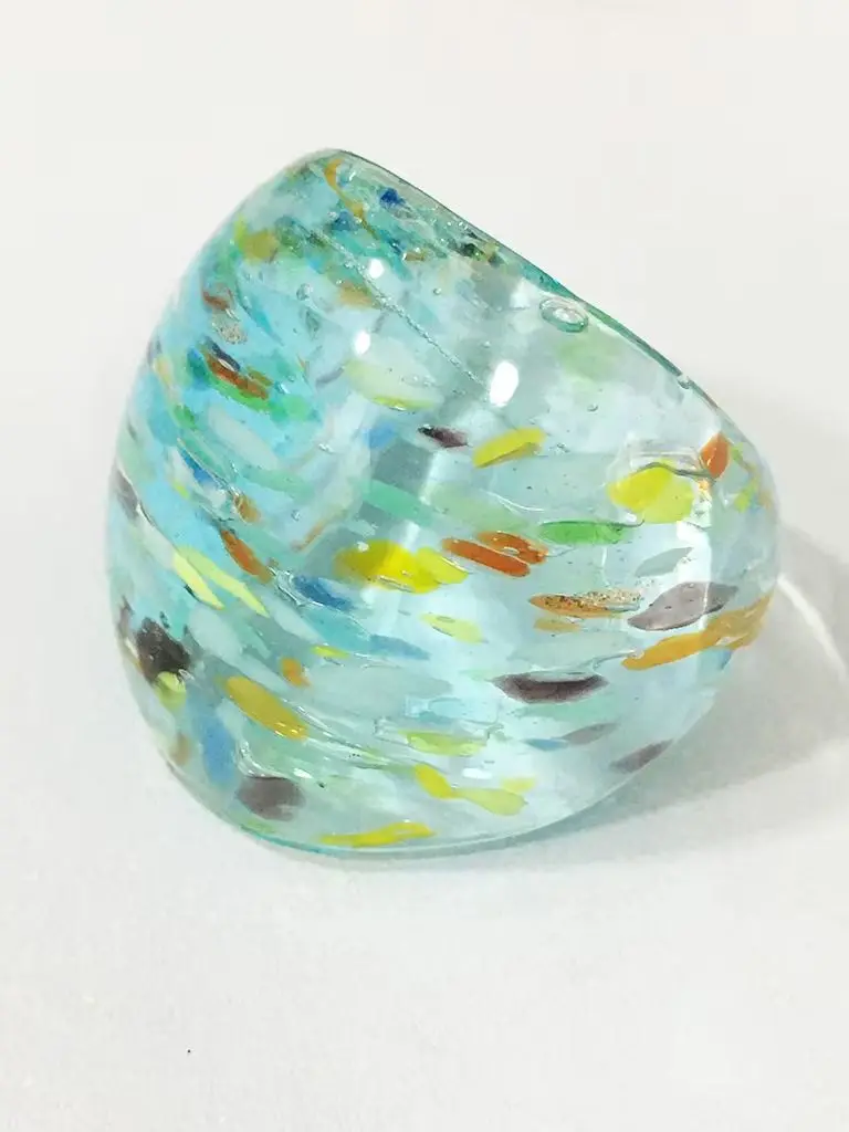 Bague en Verre de Muran Bleu pour Femme, 17-19mm, 1 Pièce, Style Chinois, Cadeau, Article Bon Marché, Vente en Gros