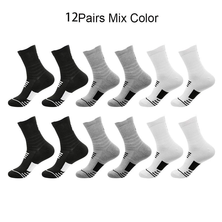 12 Pairs High Quality Men's Socks Casual Breathable Cotton Man Run Sports Socks Summer Basketball Socks Plus Size EUR38-45