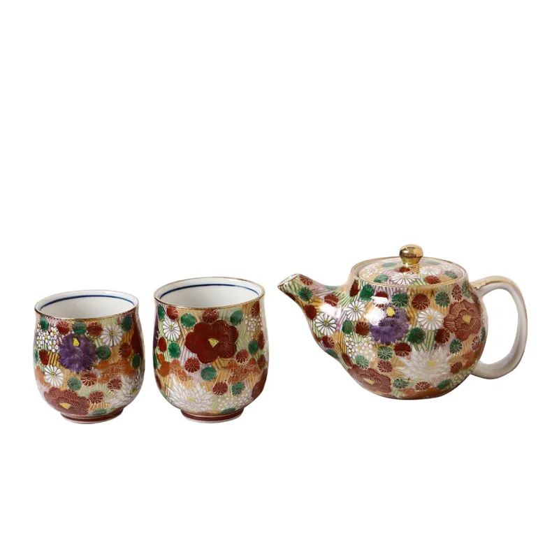 Japanese Kugaya Golden Wer Tea Set Ceramic Kung Fu Teapot