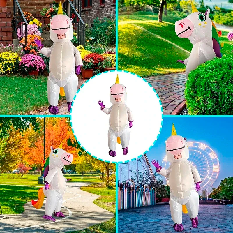 

★Halloween Cosplay Costume Inflatable Adults, Deluxe Seven-color Rainbow Unicorn Suit for Party Pro♥ All corners of the country