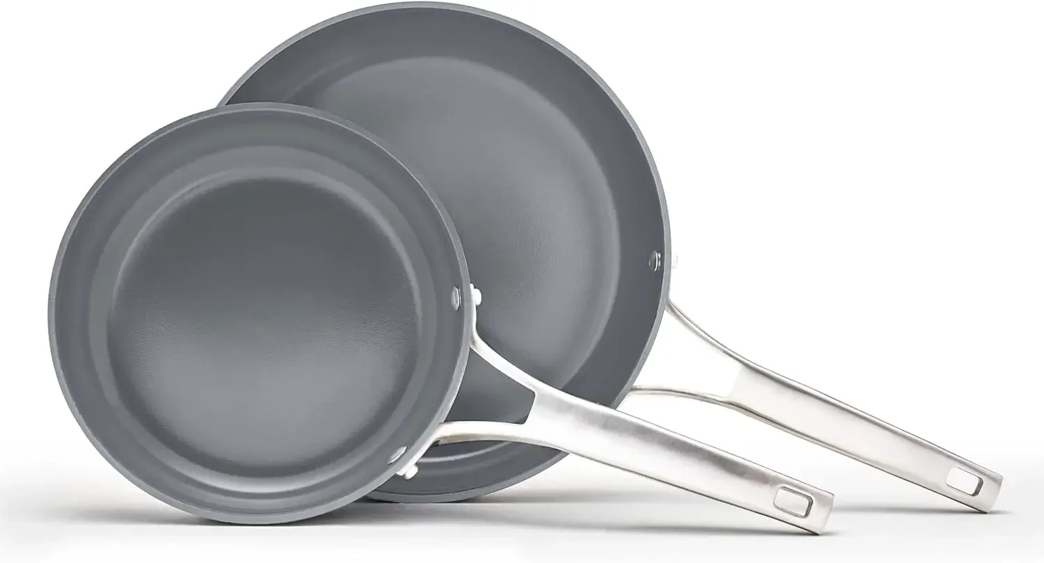 

® Premier Ceramic Nonstick 8" and 10" Frying Pan Set, Mushroom Grey