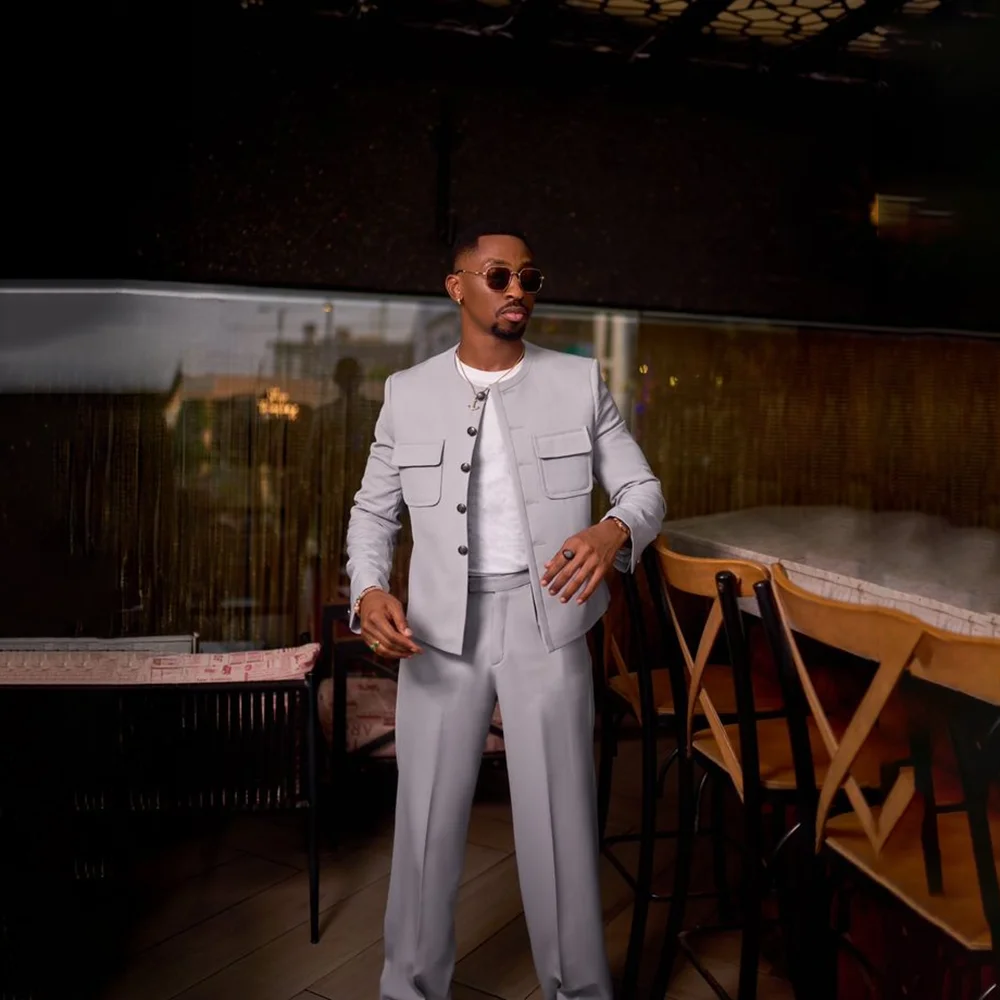 

Single Breasted Short Blazer Men's Suit 2 Pieces Jacket Pants Business Casual Social Party Male Clothing Customized