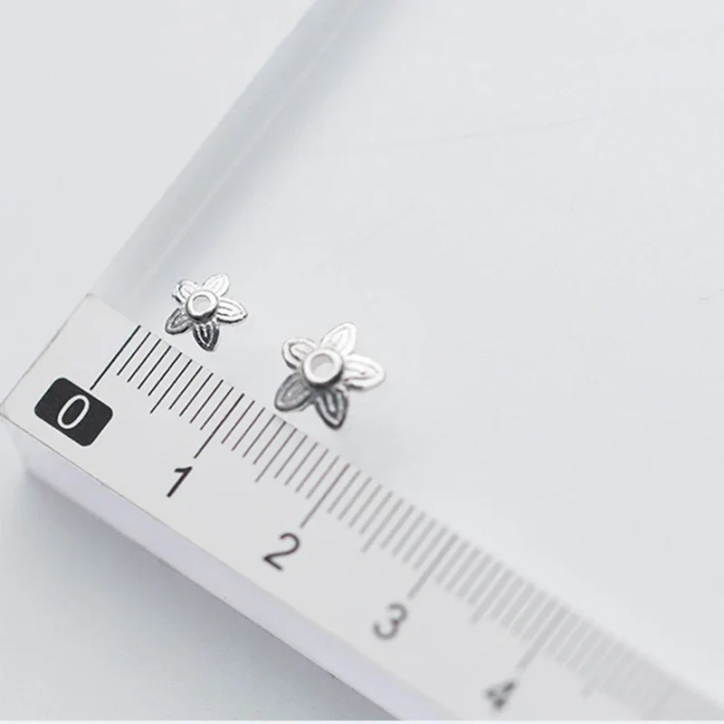 MEETSOFT Trendy 5pcs/lot 925 Sterling Silver Hollow flower torus bead caps Charms of DIY Handmade Jewelry wholesale Accessory