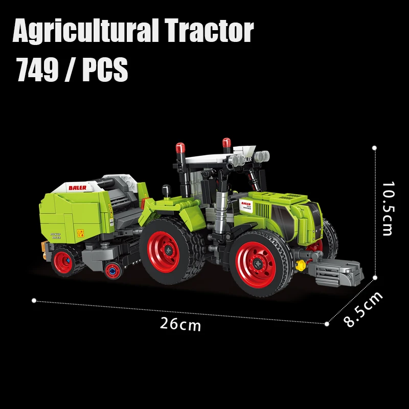 รถแทรกเตอร์เกษตรกรพร้อมรถพ่วง รถบรรทุกเก็บเกี่ยว ชุดตัวต่อโมเดลรถบรรทุก เครื่องมือที่สะดวกสำหรับการก่อสร้างในเมือง ของเล่นเด็ก ของขวัญ