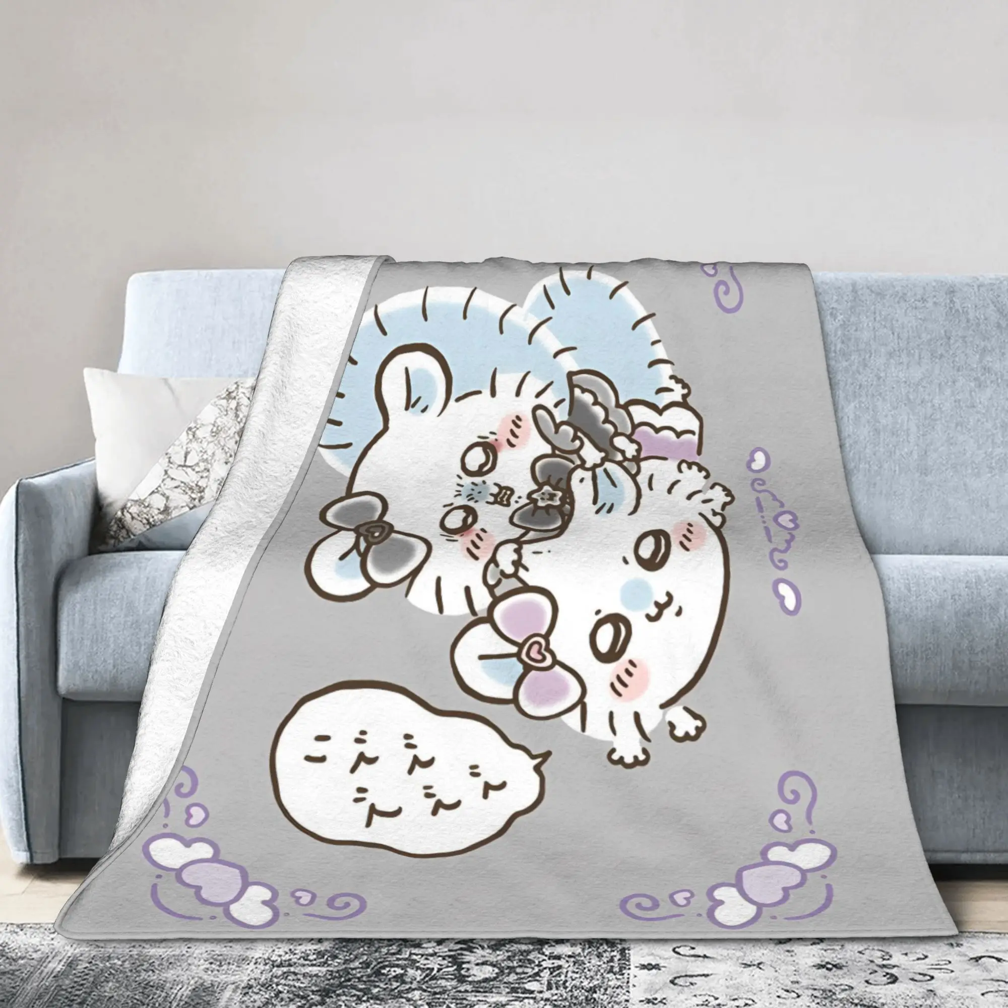 Manta bonita de dibujos animados Momonga c-chiikawa, decoración textil de terciopelo, manta suave multifunción para ropa de cama, alfombra de dormitorio