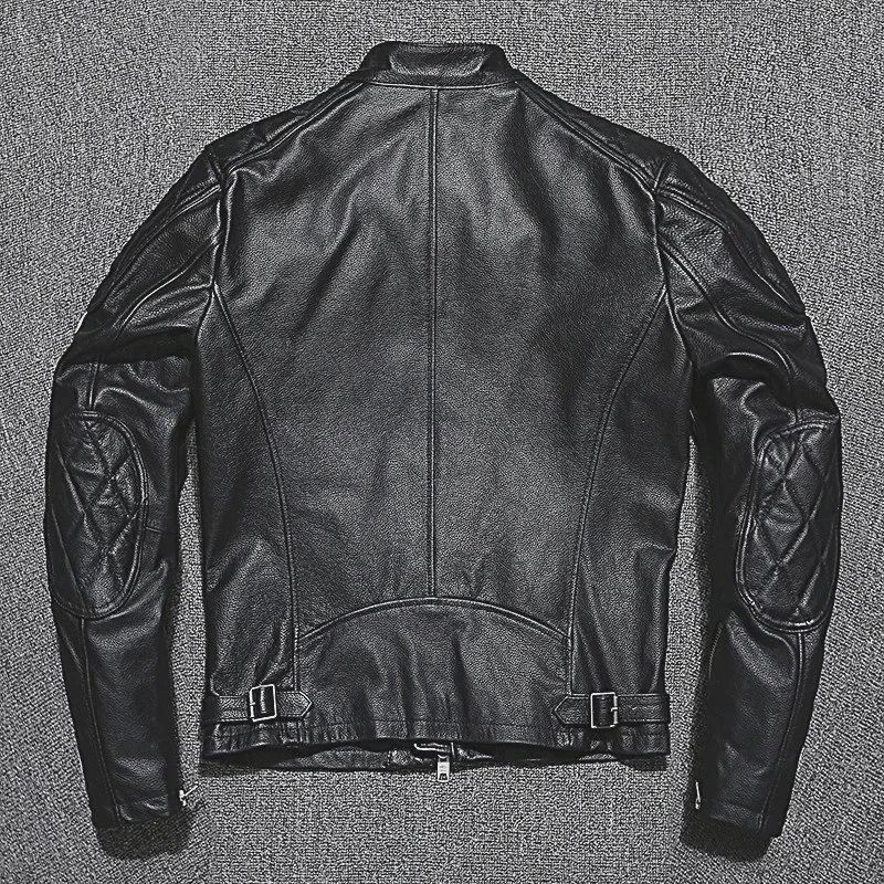 shipping.quality rider leather Free jacket.cool fashion men cowhide coat.cheap slim short leather clothes.dropship.wholesales