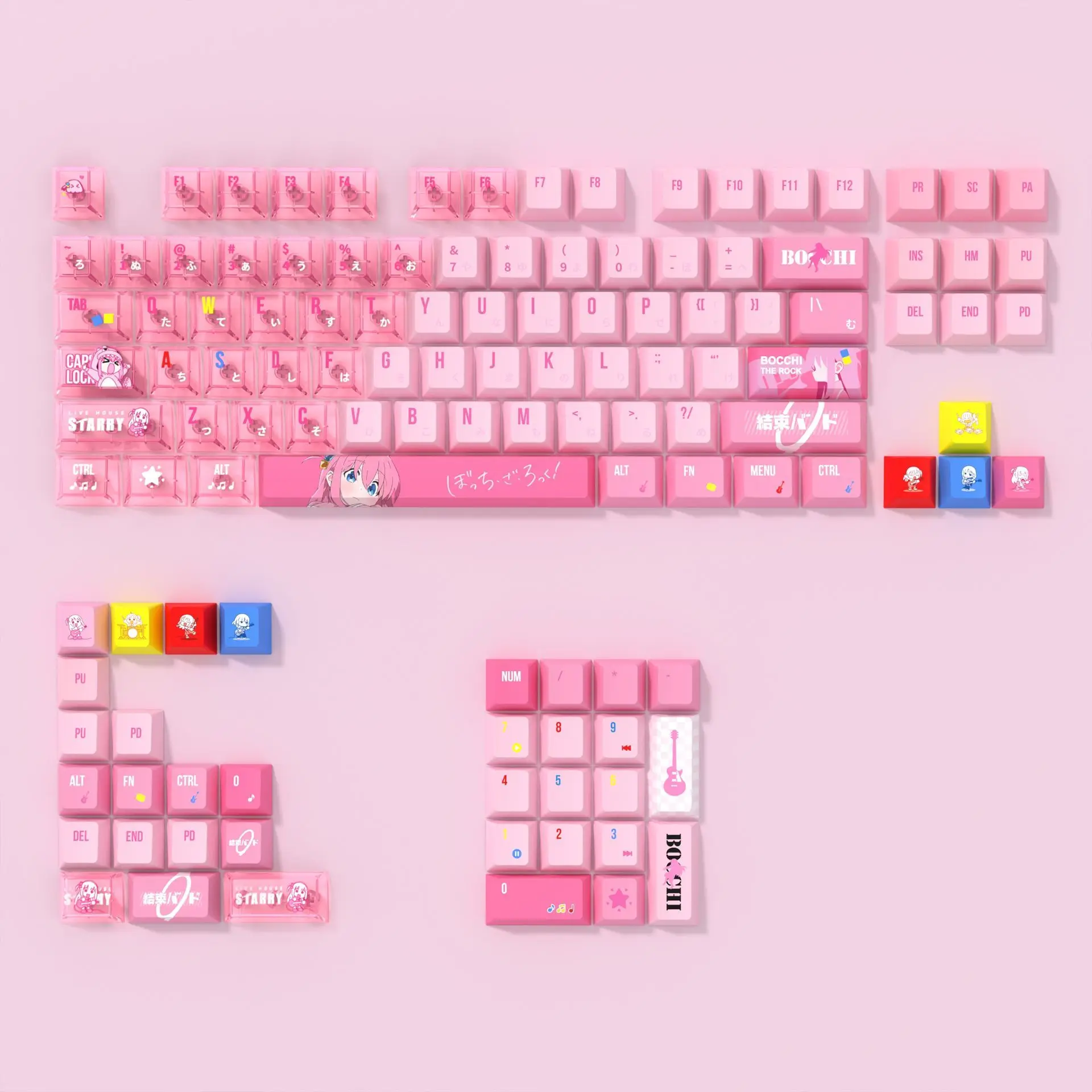 Bocchi The Rock! Keycaps Double-spell Cherry Full Set of PBT Sublimation Key Cap for Mechanical Keyboard Meijia Lion Wooting