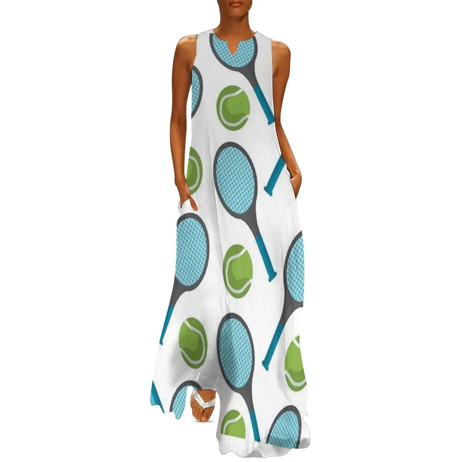 

Tennis Player Gift Idea, tennis pattern Long Dress beach outfits for women Cocktail of dresses