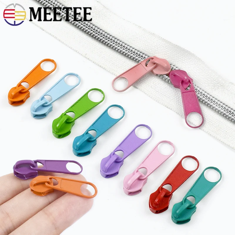 50Pcs Meetee 3#5# Rainbow Zipper Slider Heads for Nylon Zip Tape Backpack Jacket Bag Garment Zips Repair Kit Sewing Accessory