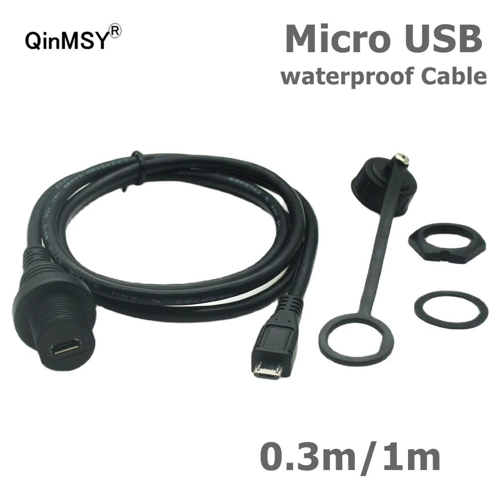 IP67 Micro USB Waterproof Cable Mini USB 5pin Type-c USB3.1 IP 67 Male To Female Panel Mount Connector Extension Cord 0.3m 1m