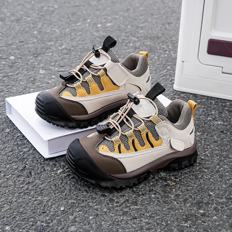 2025 Autumn New Children Running Shoes Pull Rope Toes Capped Kids Casual Shoes Soft Bottom Boys Girls Sports Shoes Breathable