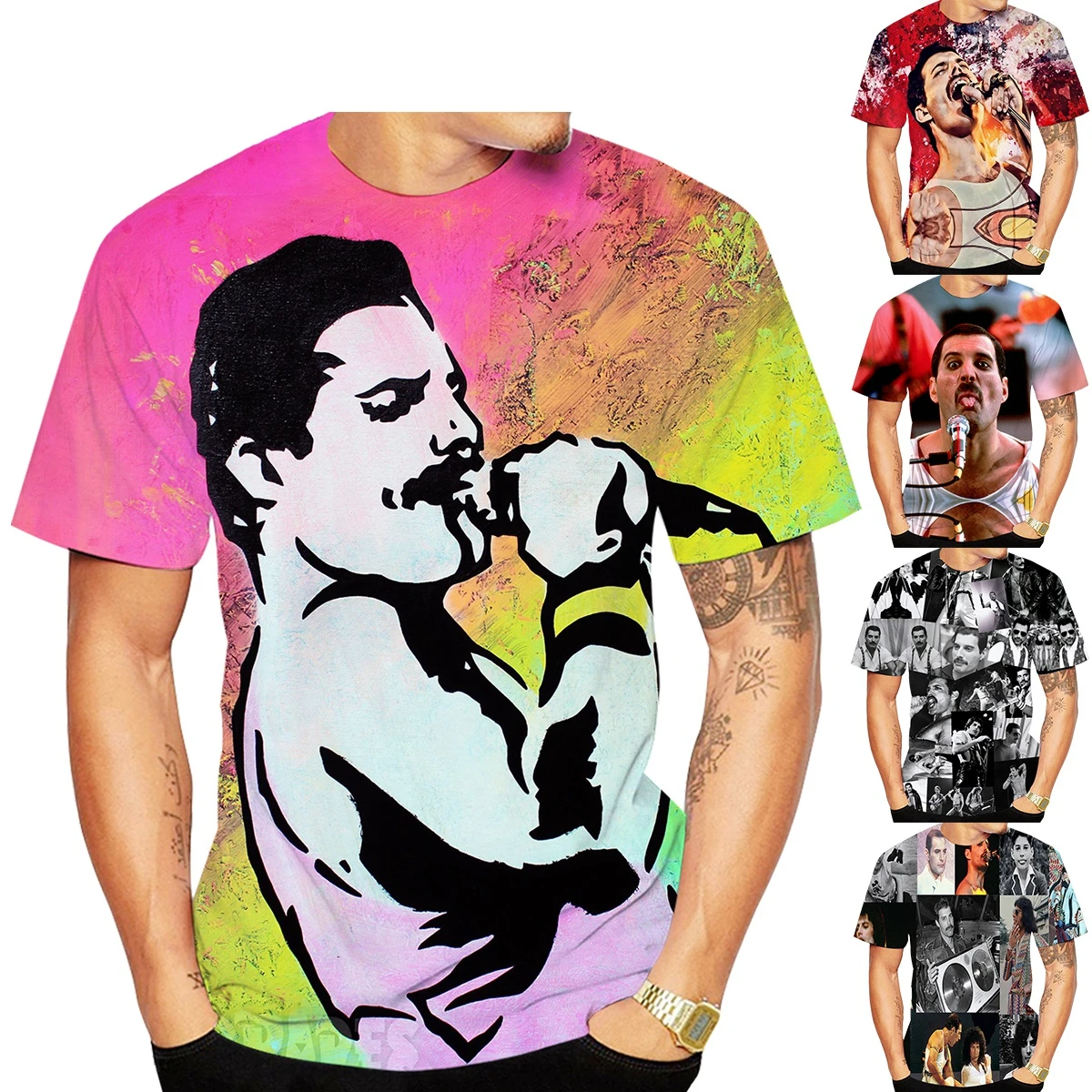 

Short Sleeve 3D Print T Shirt Freddie Mercury Streetwear Tops Men Women Tee Fashion Round Neck Causal Clothing