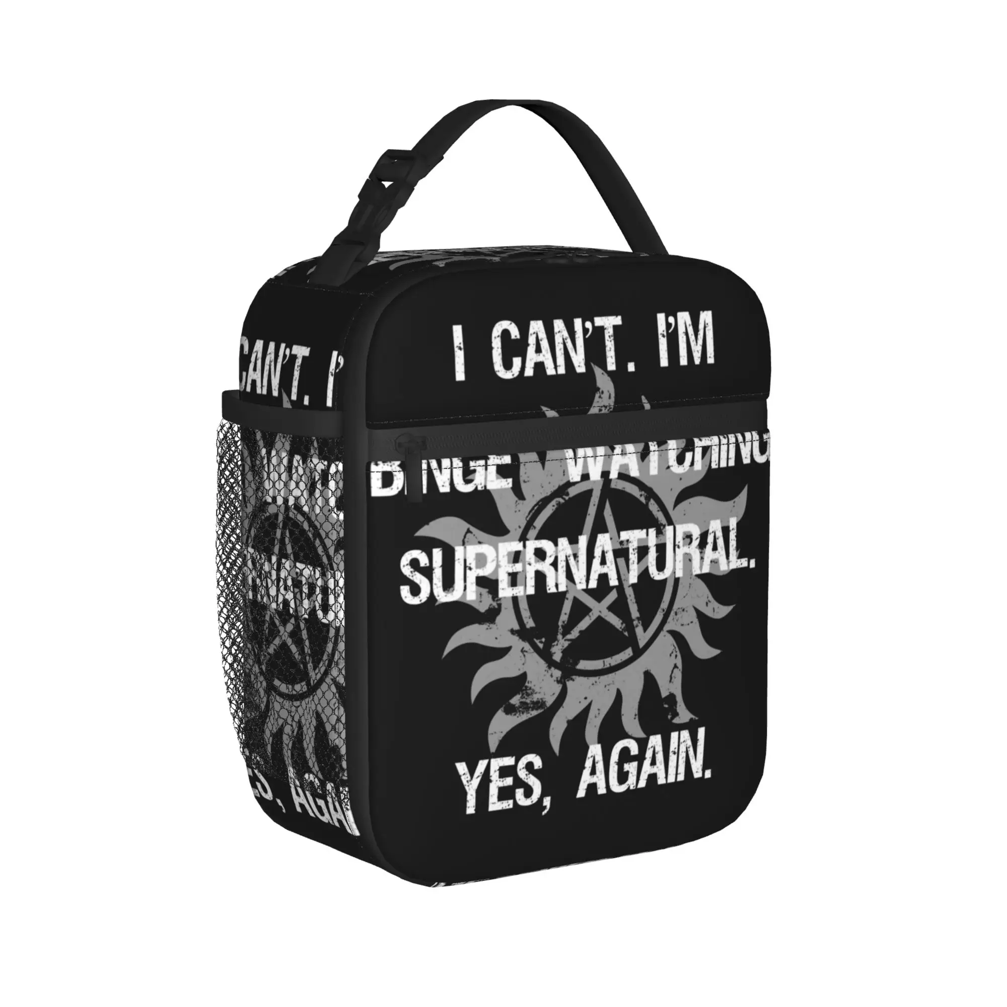 Supernatural Binge Watching Saving People Hunting Things Insulated Lunch Bag Lunch Container Thermal Bag Lunch Box Tote Food Bag