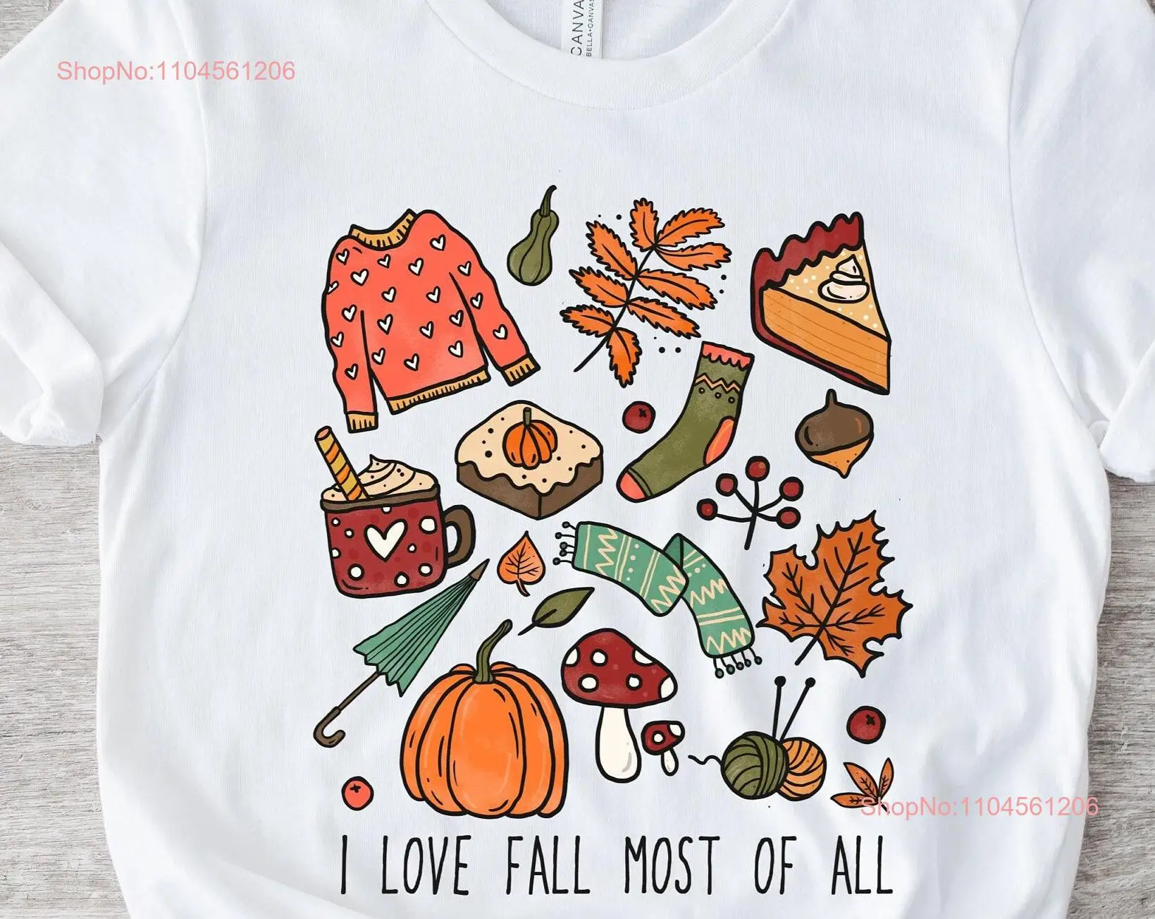 I Love Fall Most Of All T Shirt 2023 Cute Pumpkin Thanksgiving Gnomes Dinner long or short sleeves