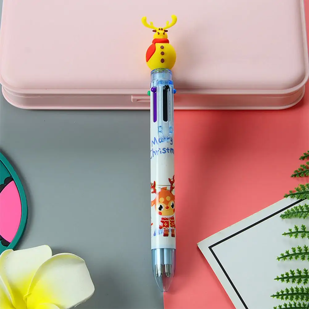 2Pcs Christmas Ballpoint Pens 6 Color Creative Stationery Gift Set with Festive Designs Smooth Writing Wear-Resistant Ballpoint