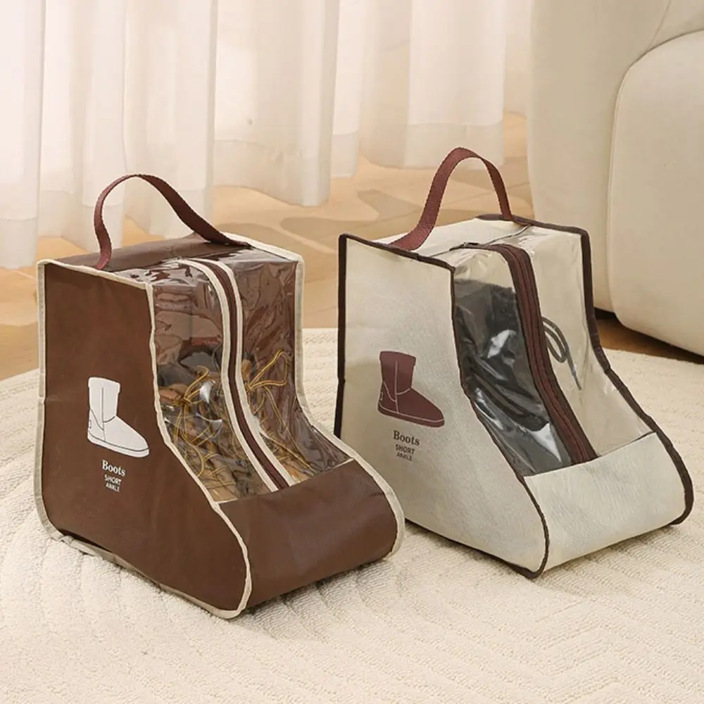 

Practical Non-Woven Tall Boot Bag Reusable Visible Shoe Storage Bag Waterproof with Handle Boots Storage Organizer Outdoor