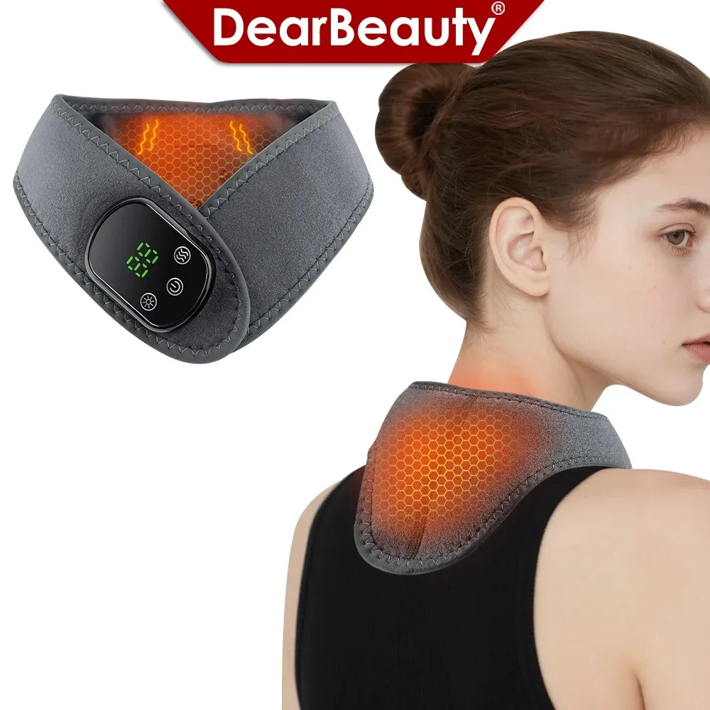 

Electric Heated Neck Brace Wrap 5 Levels Temperature Adjust Hot Compress Vibration Neck Massager Thermal Neck Warmer Heating Pad