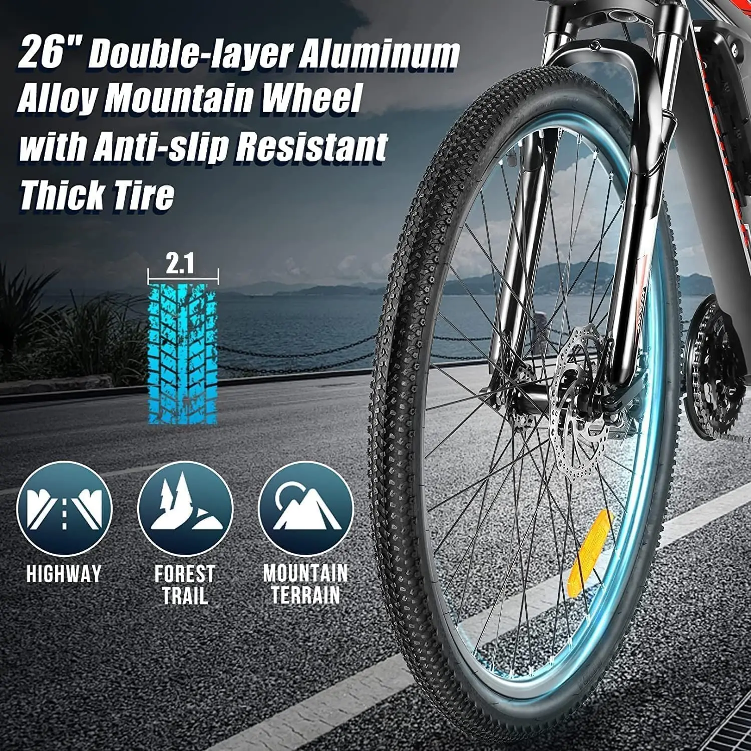 دراجة كهربائية مقاس 26 بوصة للبالغين، [محرك الذروة 750 وات] دراجة جبلية كهربائية، دراجة كهربائية للركاب بدقة 22 ميلاً في الساعة، دراجة كهربائية للبالغين بطول 55 ميلًا