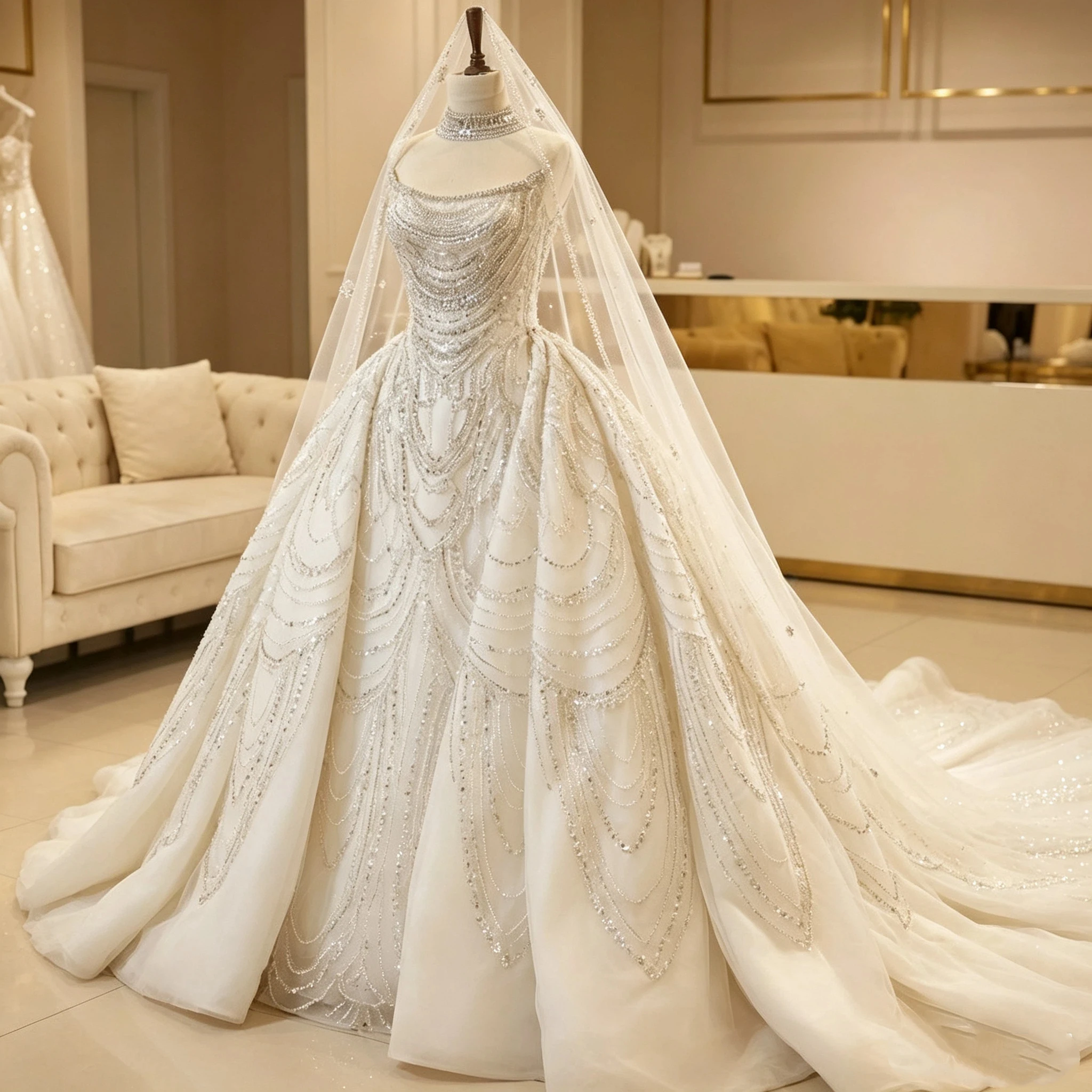 New Strapless Square Neck Luxury Rhinestone Wedding Dress Beaded Corset Cathedral Train Bridal Dress Vestido De Novia Customized