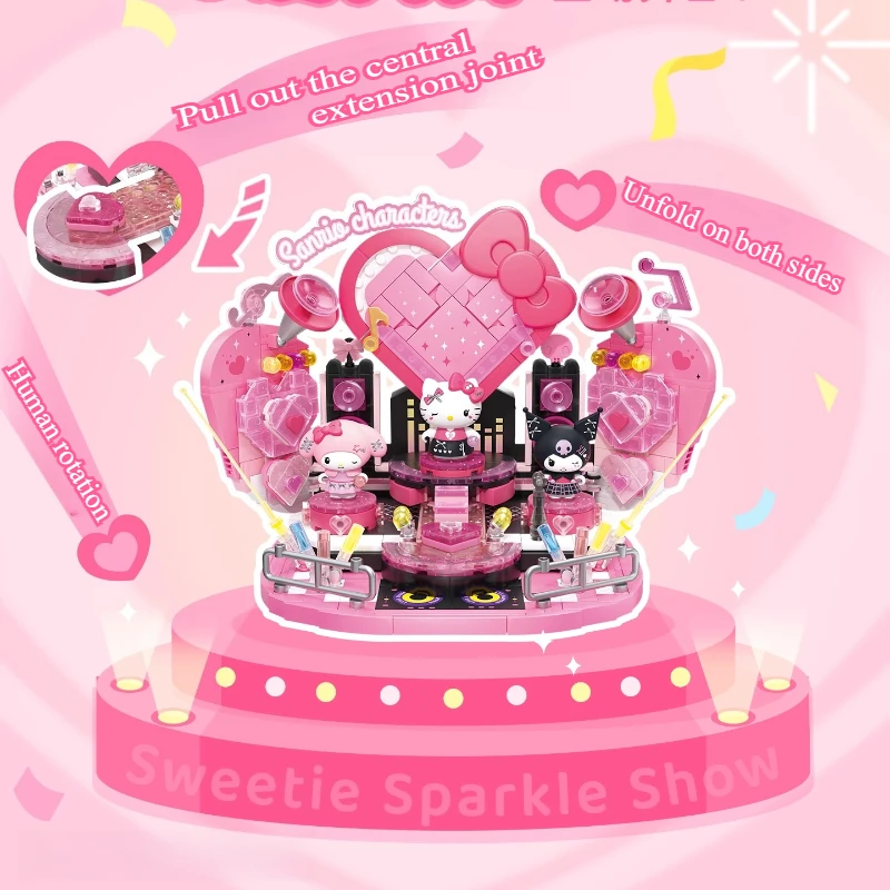 

AREAX Hello Kitty Sweetheart Shines on Stage Building Block Assembly Model DIY Desktop Decoration Puzzle Ornaments Girl's Gift