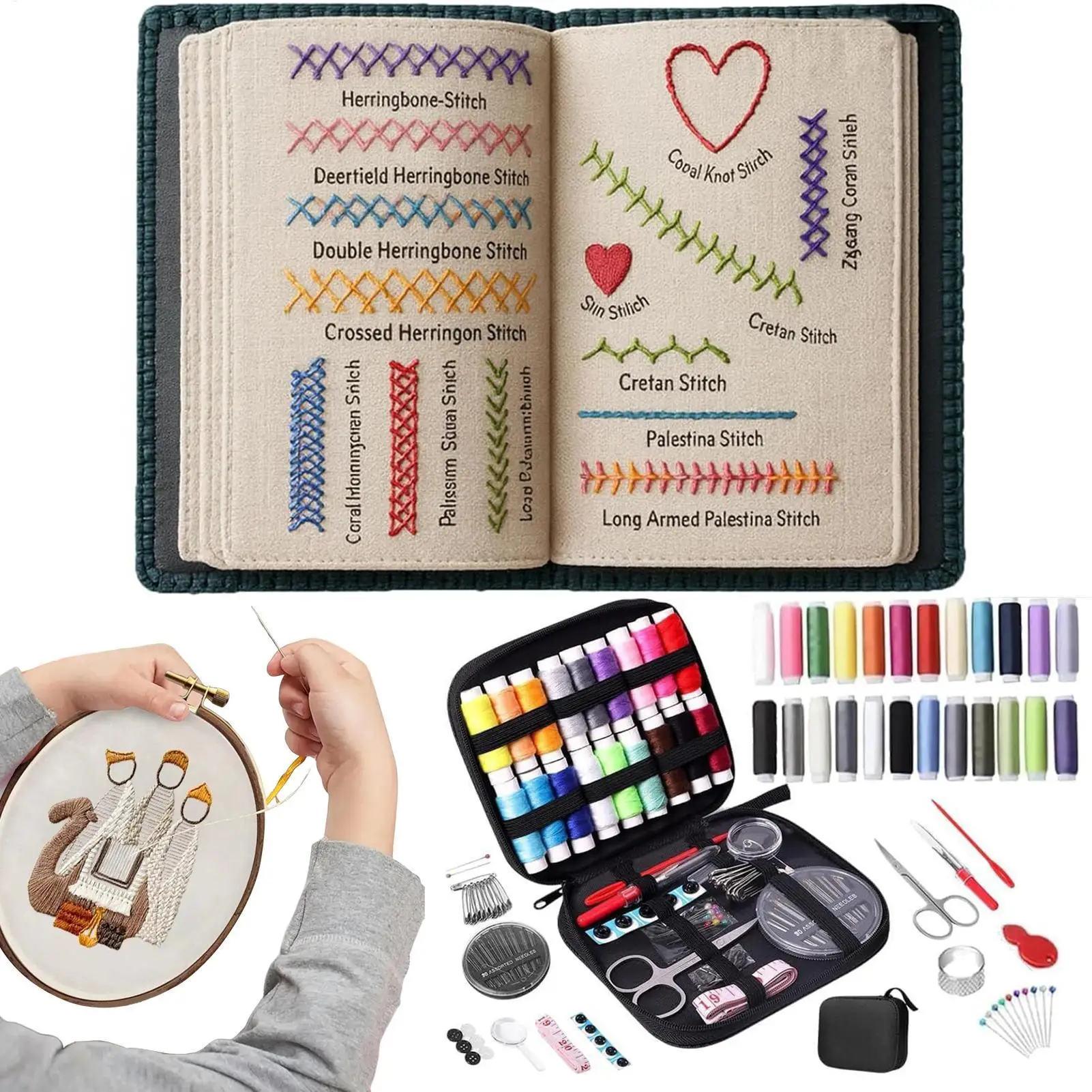 Embroidery Book For Beginners 106 Patterns Portable Instructional Tutorial Sewing Tools Adults Beginners Hand Embroidery Kit