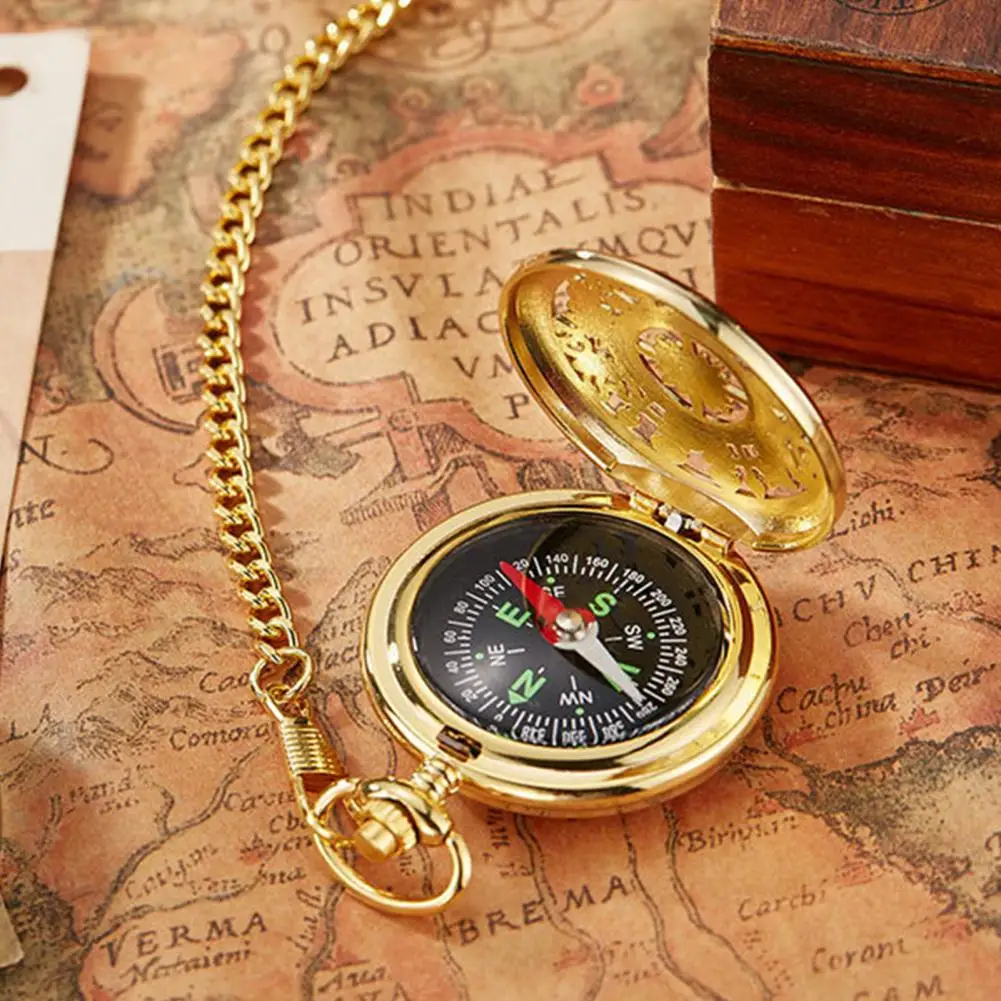 Compass Pocket Watch Vintage Waist Chain Clear Texture Positioning Relief Outdoor Activities Outdoor Compass Outdoor Supplies