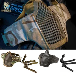 ONETIGRIS-Máscara Facial de Nylon para Homens, Meia Face, Máscara Airsoft Paintball, Proteção Orelha, Portátil, Dobrável, Respirável, Acessórios De Vestuário Ao Ar Livre