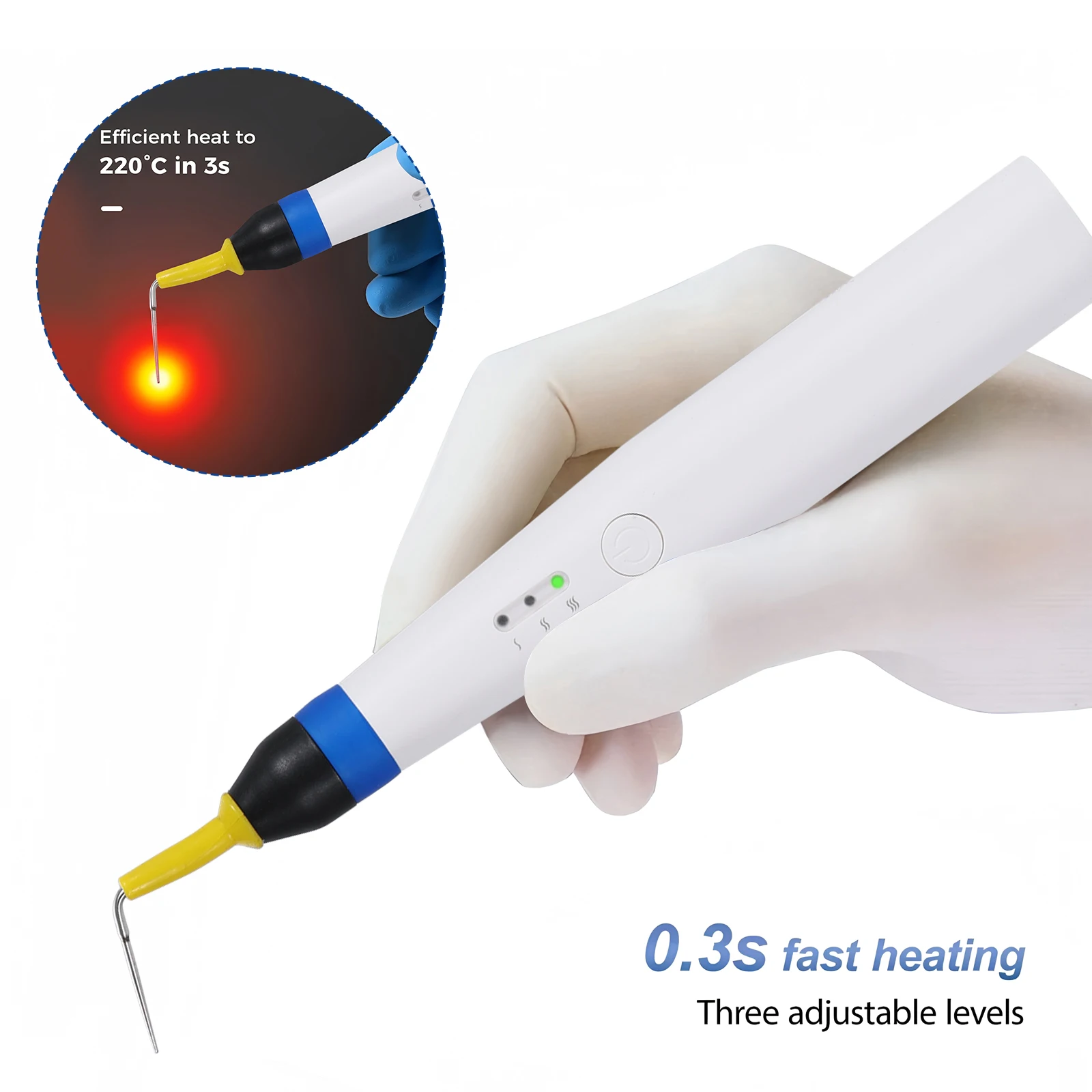 Dental Gutta Percha Obturation System Endo Heated Pen Cordless Rechargeable Root Canal Hot Melt Filling Pen with 2 Tips Tools