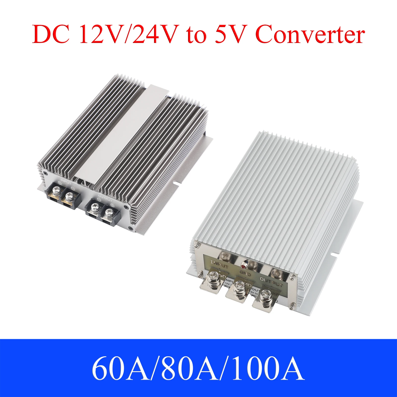 12/24V to 5V DC Power Converter 60A 80A 100A Auto Buck Regulator Step Down Voltage Supply Module For Car