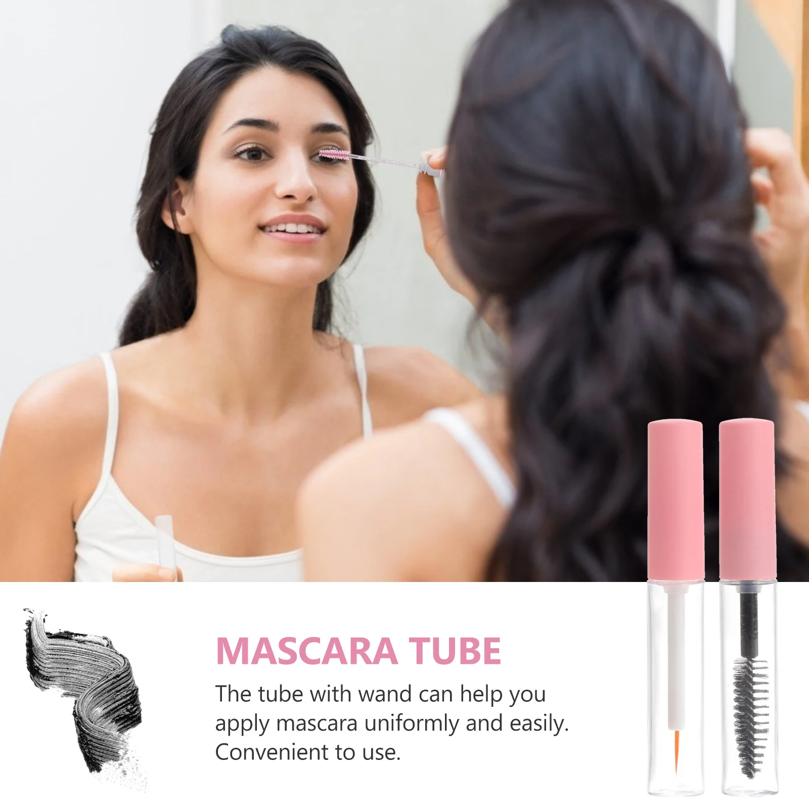 

6pcs Mascara Mascara Container Bottle Eyeliner Sticks Lip Gloss Tubes 5ml Refillable Clear Wand Pink Mini PET Daily Use Storage