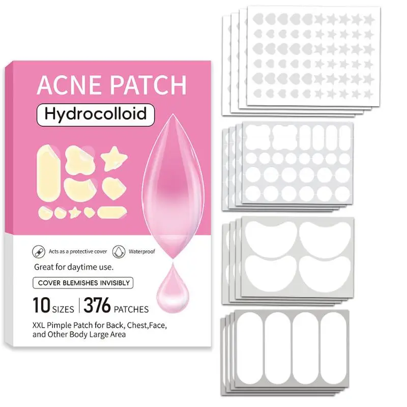 104/376Pcs Bulk Hydrocolloid Pimple Patches - Multi-shape Invisible Acne Cover For Face Body Forehead Chin Blemish Removal