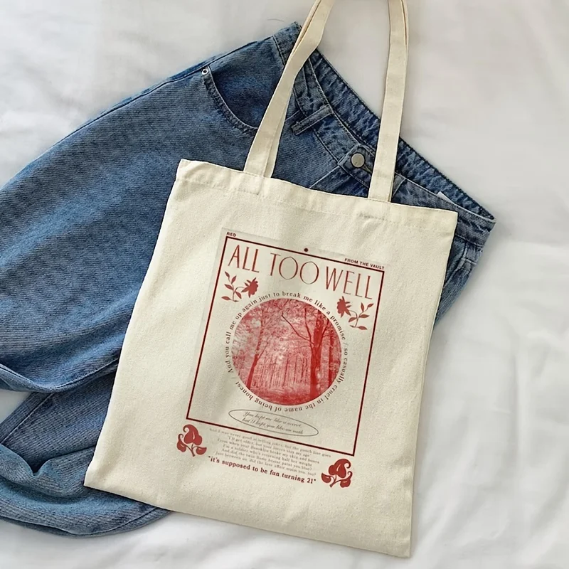 1pc Tote Bag All Too Well, Taylor Tote Bag, Book Bag, TS Merch, Shopping Bag, borsa a tracolla, borsa di tela, regalo di compleanno di natale