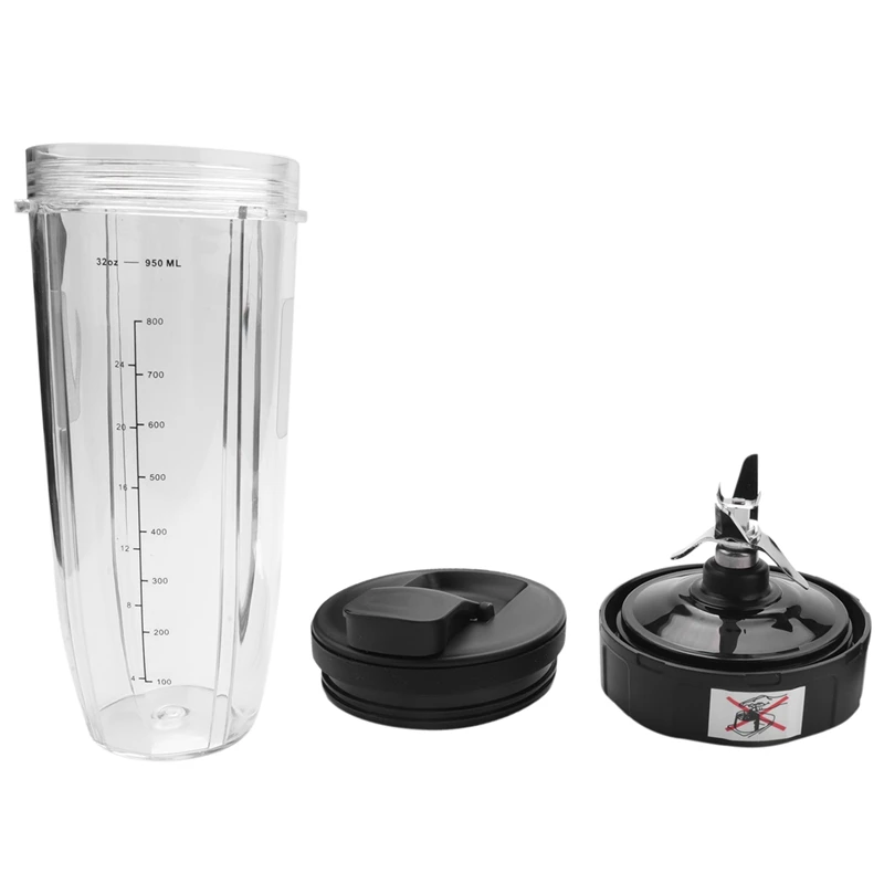 The New 32Oz Cup With Spout Lid And Blade 7 Fins Gear Replacement Parts Blade Assembly For NUTRI NINJA BL450/BL456/ BL455