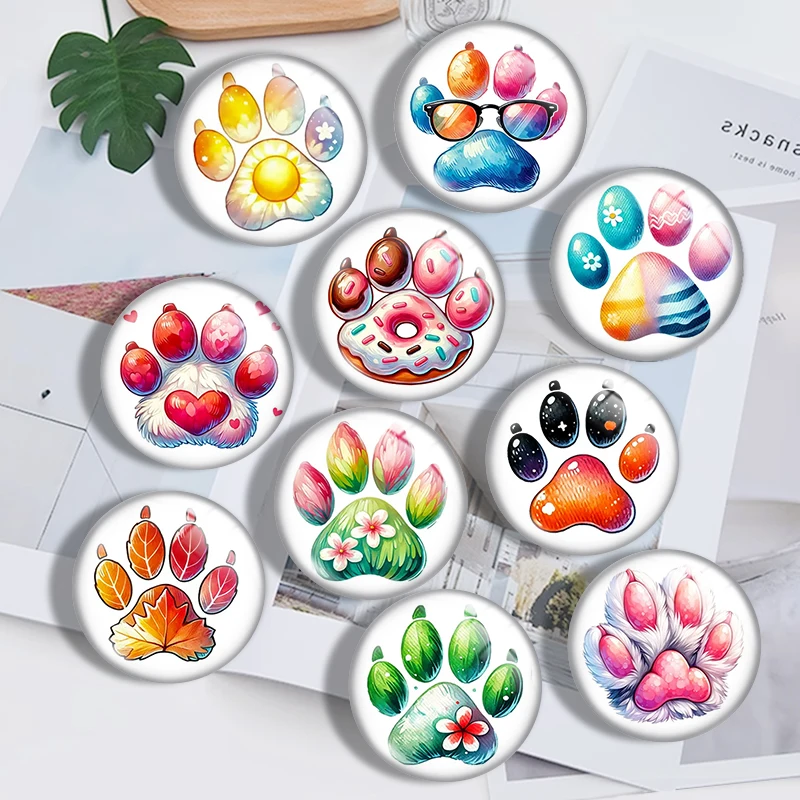 Cartoon Fun Cat Claws  12mm/18mm/20mm/25mm Round Photo Glass Cabochon Demo Flat Back Making Findings