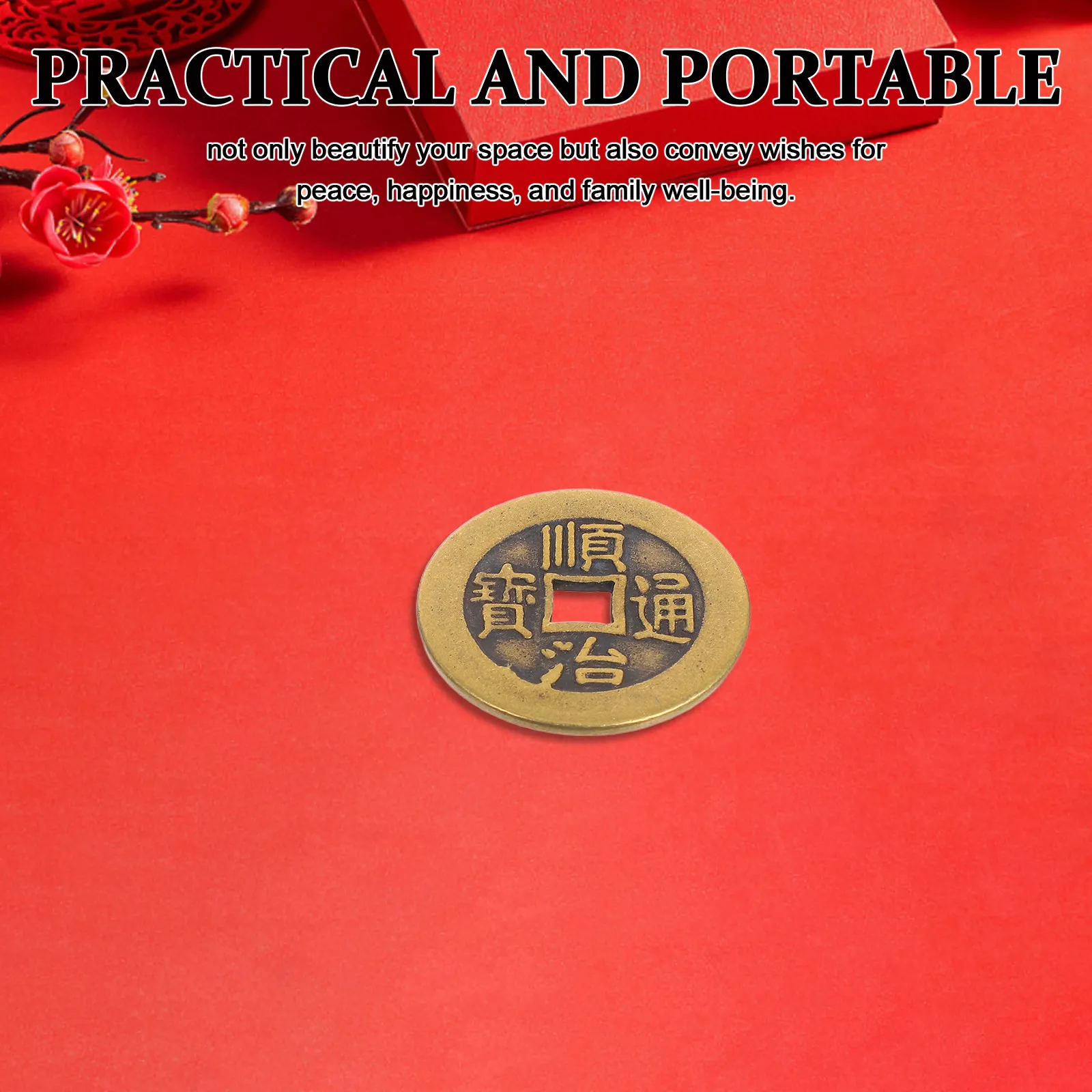 20pcs Brass Feng Shui Coins 1.1 Inch I Ching Lucky Money For Home Decor Chinese New Year Blessings