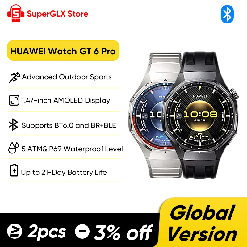 �y�Z�[�����z�O���[�o���� HUAWEI Watch GT 6 Pro 46mm �X�}�[�g�E�H�b�` 1.47�C���` AMOLED�X�N���[�� �ő�21���Ԃ̃o�b�e���[�������� iOS��Android�ɑΉ�