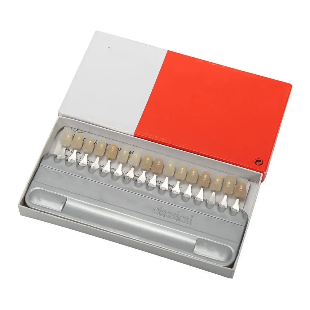 Tooth Model Colorimetric Plate High Quality Dental Equipment Teeth Whiting Porcelain Pan Classical 16 Colors Shade Guide