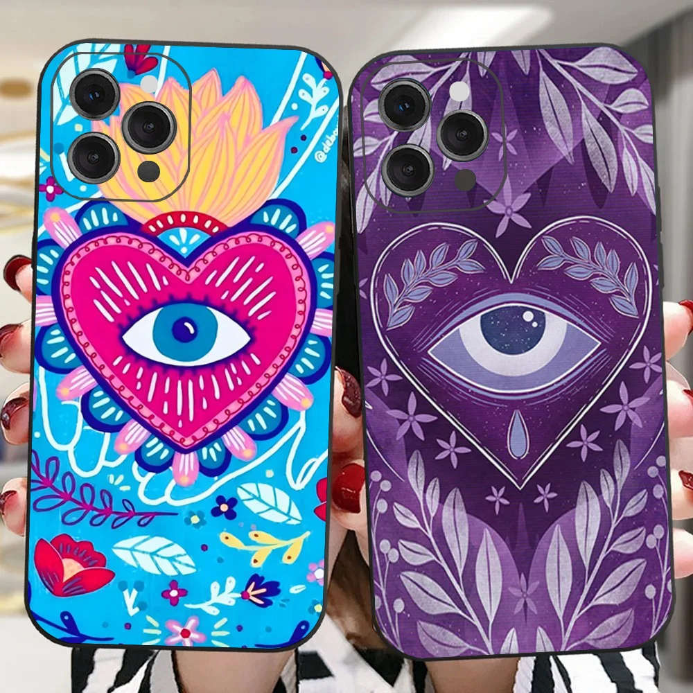 Funny Lucky Evil Eye Phone Case For IPhone 16 15 14 13 Pro Max 11 12 Mini X Xs XR Se 2022 Black Silicone Cover