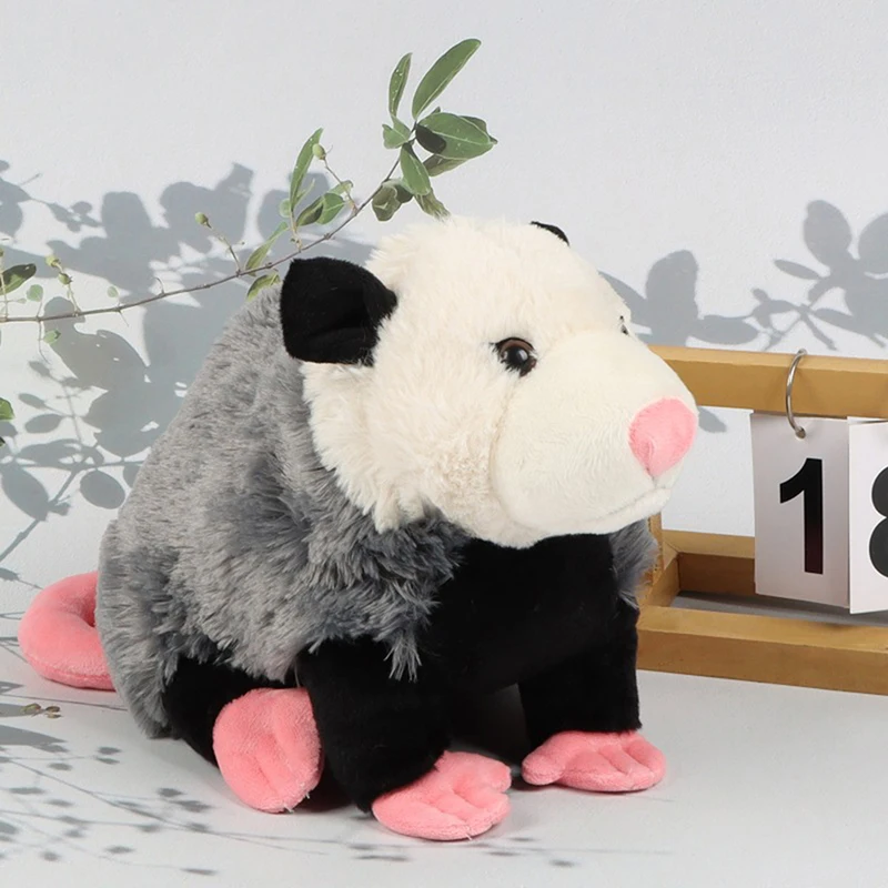 Delizioso peluche simulato opossum riempito bambola di topo cartone animato decorazione per interni regali speciali per bambini