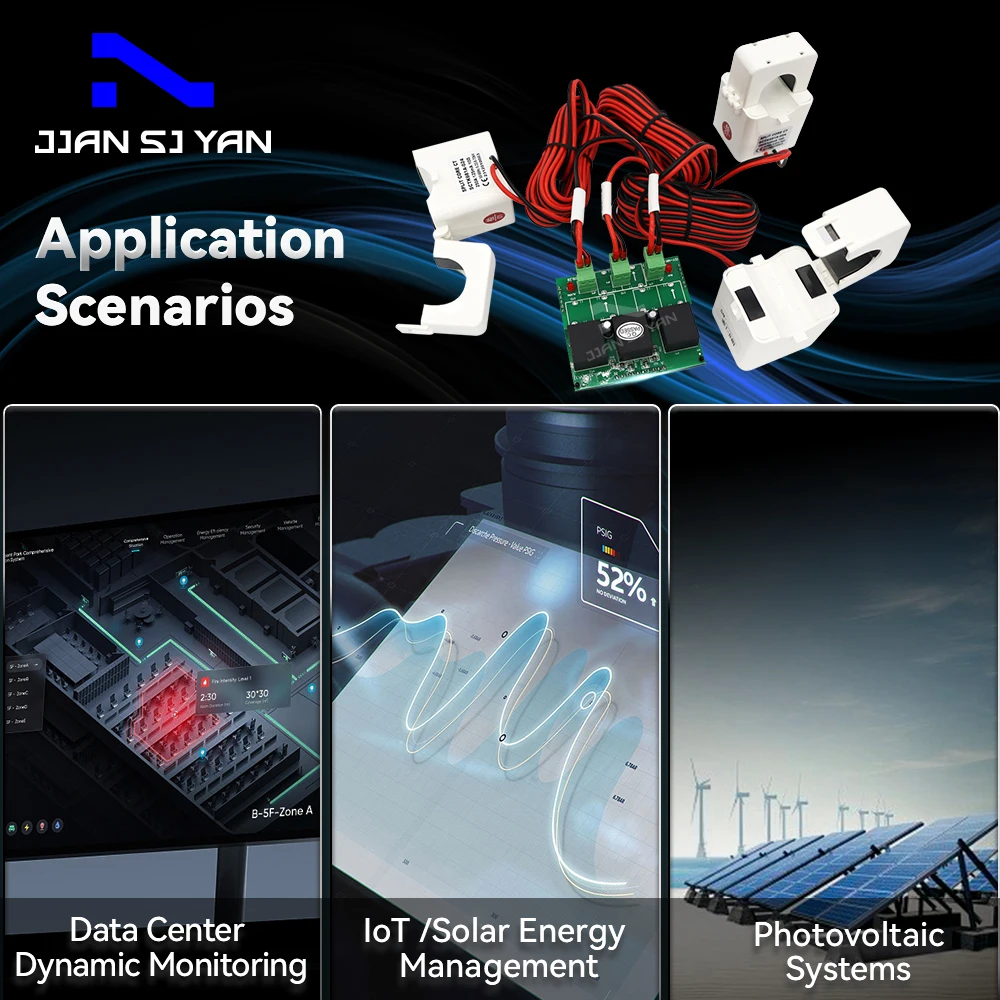 JSY-MK-333 Open CTs 250A AC 3 Phase 4 Wire 1 RS485 1 TTL Bidirectional Measurement Power Energy Meter Module