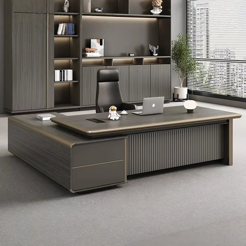 custom.Table Executive Modern Wooden Office Furniture Extendable Manager Desk Light Luxury High-end Chair Combination