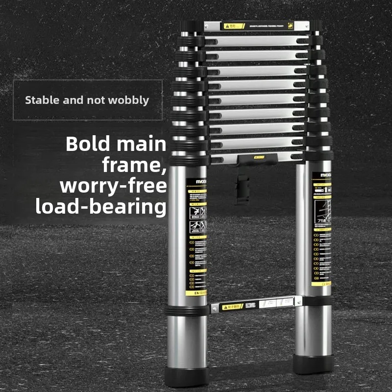 Multifunctional Telescopic Ladder Lift Ladder Straight Herringbone Indoor And Outdoor Engineering Stainless Steel Bamboo