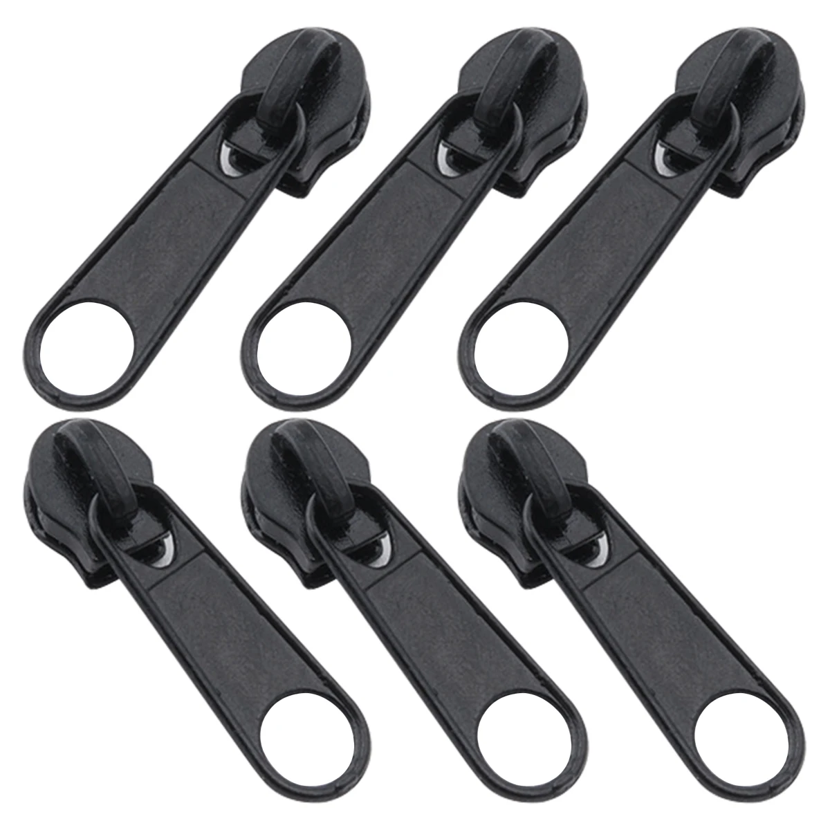 6pcs3 Black Nylon Zip Head Short Tag Metal Zip Head Luggage Colour Slider Puller Universal Metal Zip Head Fixer Slider Puller