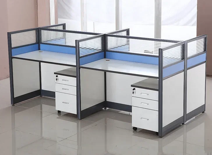 Wholesale Modern Modular 4 People Office Desk Cubicles Workstation Glass Small Office Partition